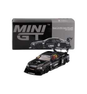 Mini GT Nissan Skyline GT-R (R34) Super Silhouette Negro 1/64