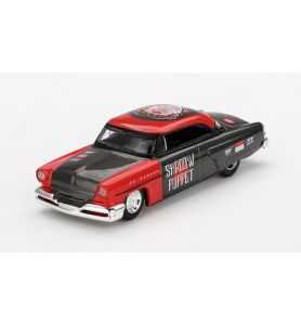 Mini GT 1954 Lincoln Capri Hot Rod Shadow Puppet, Negro/Rojo 1/64