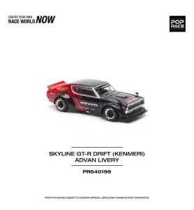 Pop Race Nissan Skyline GT-R Drift (Kenmeri) Advan Livery, Rojo/Blanco 1/64