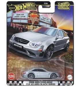 Hot Wheels Premium Boulevard 2008 Mercedes Benz CLK 63 AMG black Series, Plata