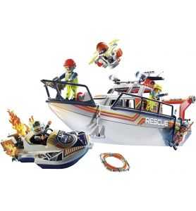 Playmobil 70140 Rescate marítimo: Operativo de extinción de Incendios con...
