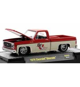 M2 Machines 1979 Chevrolet Silverado Edelbrock Rojo y Crema MiJo Exclusive